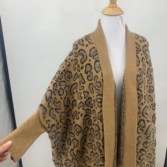 Akemi + Kin Hadley Knit Kimono Womens One Size Camel Open Front Ribbed Sleeves - Picture 4 of 14